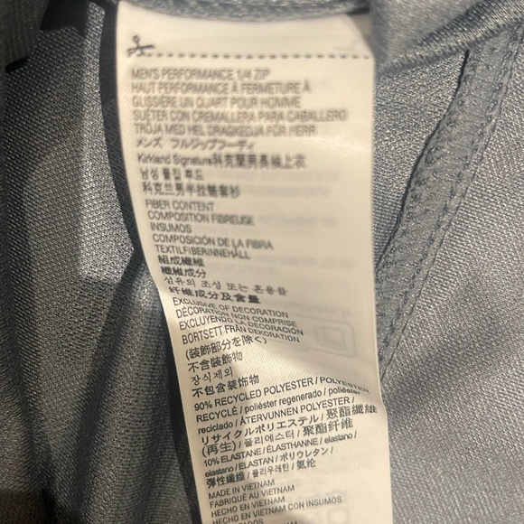 L: Kirkland Signature Men's performance 1/4 zip top- Light Blue - Picture 6 of 7